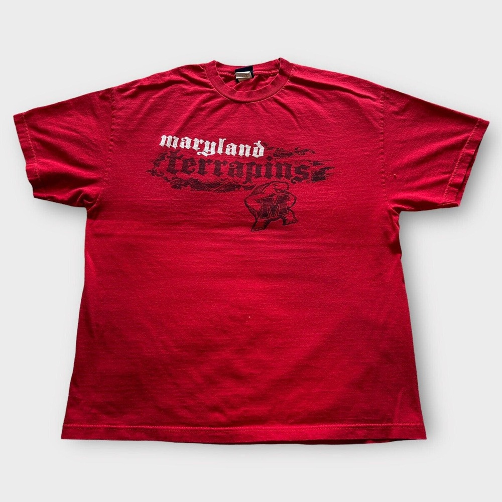 Vintage Y2K Maryland Terrapins Old English Script Spellout Shirt Size L